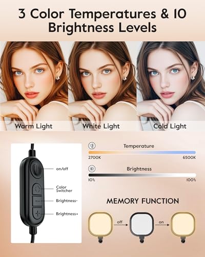 LitONES Video Conference Ring Light with Stand - 30 Modes, CRI>98, Black