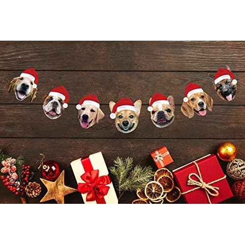 Dog Christmas Garland, Dog Face Christmas Hanging Decorations, Xmas Gift for Dog Lover