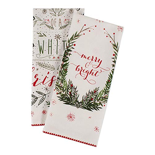 DII Noel Christmas Kitchen Towel Set - Floral Tea Towels for Baking & Cleaning, 18x28, 2 Pieces
