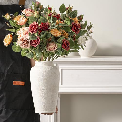 Ooit 11-Inch Rustic Ceramic Flower Vase Tall Farmhouse Home Decor