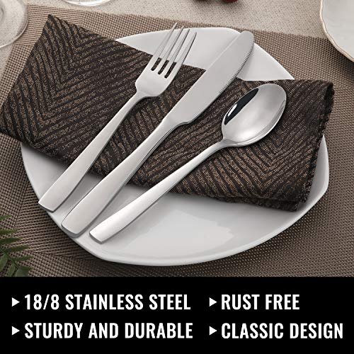 HIWARE Silverware Set 72-Piece Flatware Cutlery for Home & Restaurant, Mirror Polished, Dishwasher Safe - Silver / 72-Piece