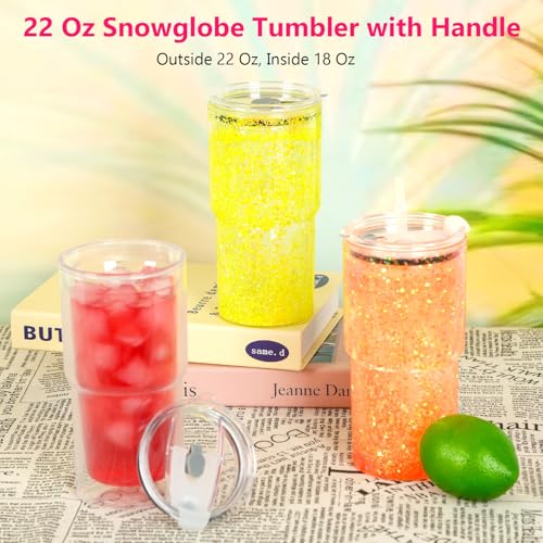 18 Oz 8 Pack Acrylic Snowglobe Tumbler with Pre Drilled Hole