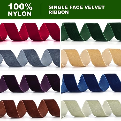 Khaki Velvet Ribbon 3/8 in x 20 yd - Gift Wrapping, Floral Bouquets, DIY Decor (Jeuhoue)