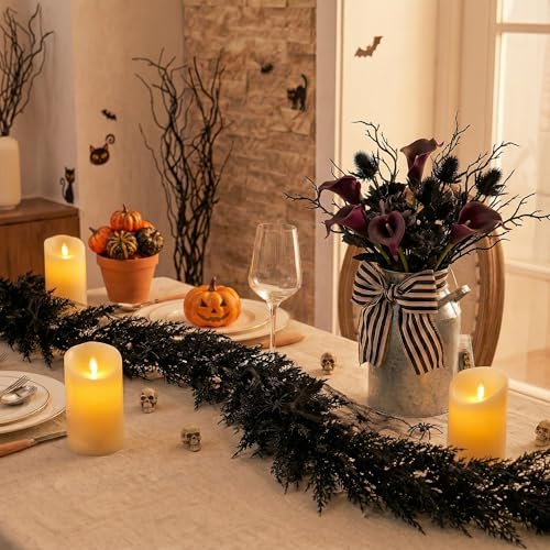 9ft Artificial Norfolk Pine Garland Halloween Decor for Mantle - Black Variation