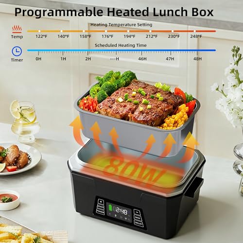 Vabaso 1.2L Cordless Electric Heated Lunch Box with App Control - Black