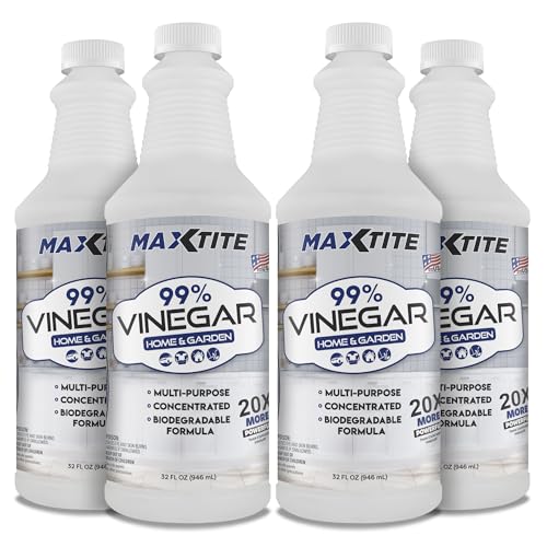 Maximum Strength 99% Vinegar for Cleaning & Garden Use - 4 Pack 128oz
