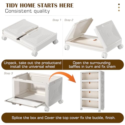 4-Tier Plastic Storage Bins with Lid - 36QT Stackable Organization