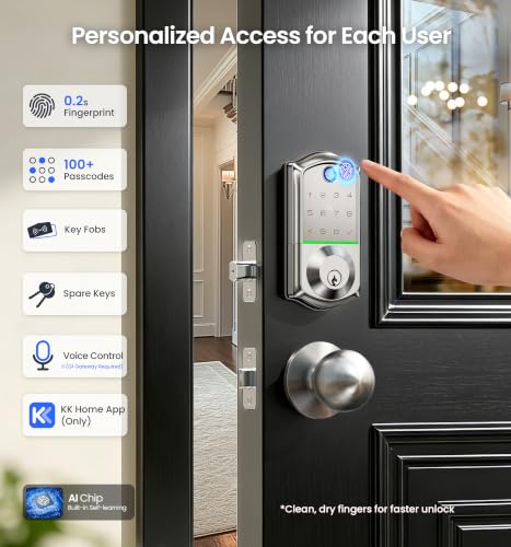 Fingerprint Smart Door Lock with App Control Satin Nickel - Veise VE017