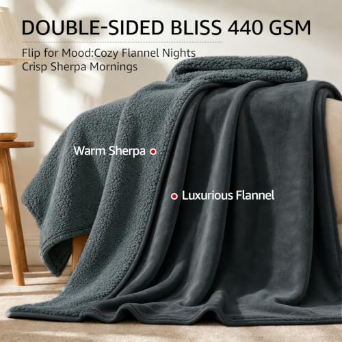 LOOBANI Waterproof Queen Bed Blanket Gray 80x80 Inches - Double-Sided Cozy & Leak-Proof