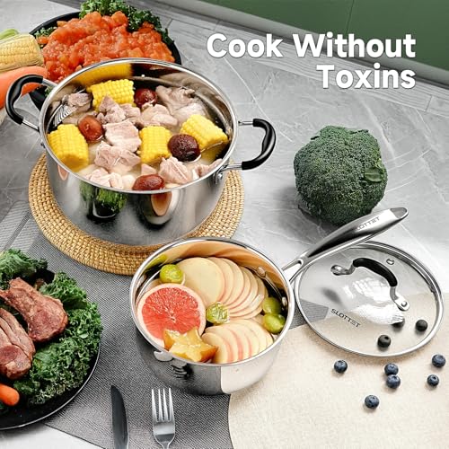 11-Piece Stainless Steel Cookware Set with Steamer & Heat-Resistant Handles