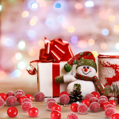 320 Pcs Christmas Artificial Cranberries Vase Fillers - Frosted & Non-Frosted