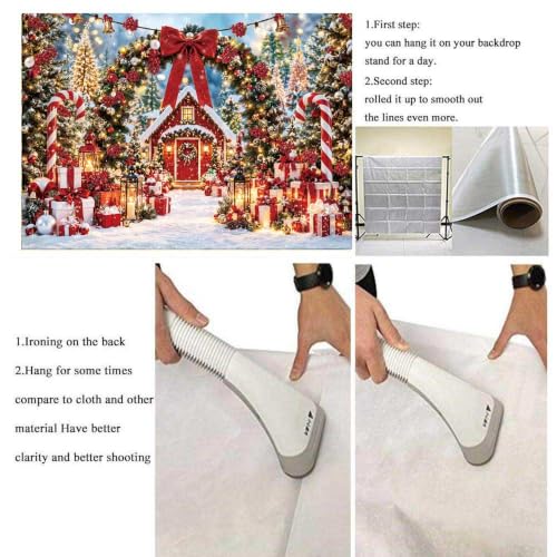 8x6FT Christmas Backdrop with Red Cabin Winter Scene Arch – CINRAY