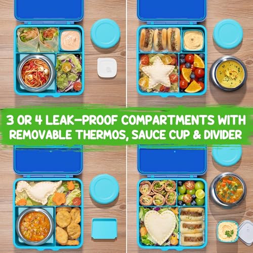 Fimibuke Jungle Dinosaurs Leakproof Kids Bento Lunch Box with 8.5oz Insulated Food Jar