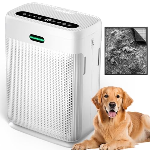 HEARBOBO White Large Room Air Purifier with Dual HEPA Filters Up to 3000 sq ft