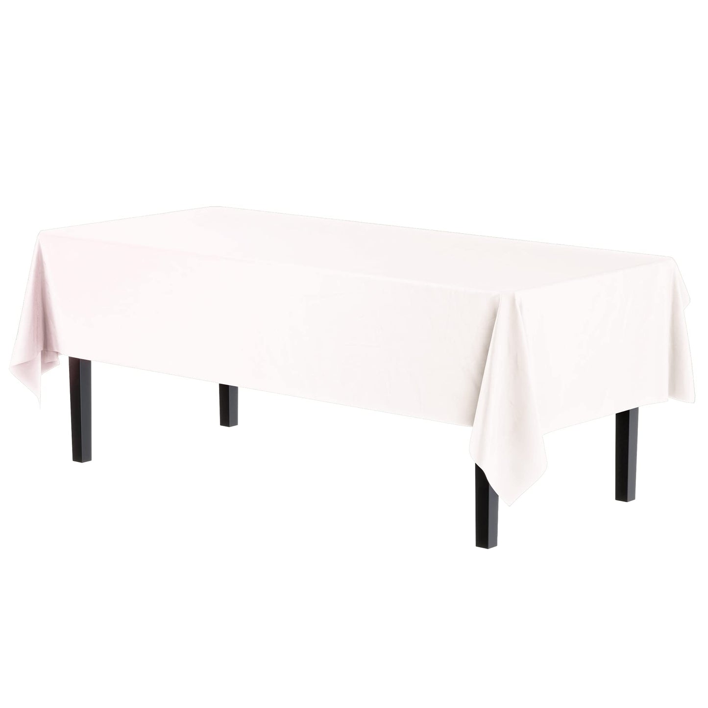Exquisite Party Solids 6-Pack Premium Plastic Tablecloth 54in. x 108in. Rectangle Plastic Table Cover - White