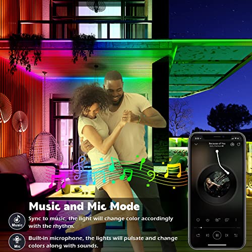 AILBTON 200ft Waterproof Outdoor LED Strip Lights with App & Remote, RGB Rope Lights for Balcony, Pool, Deck, Roof