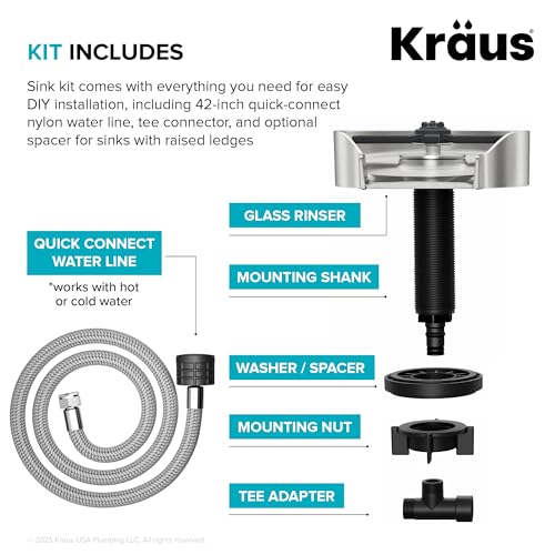 Kraus CleanMate Glass Rinser for Kitchen Sink - Spot-Free Stainless Steel KGR-500SFS
