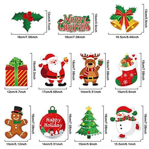 30 Pcs Christmas Swirl Ceiling Hanging Decorations Set Xmas Holiday Snowman Elk Sign Hanging Foil Indoor Decorations for Ceiling Xmas Holiday Party Supplies (Santa Bell Snowman)