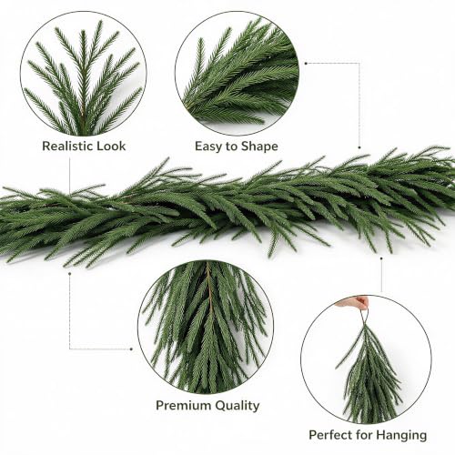 9FT Artificial Christmas Garland for Mantel, Stairs & Entryways