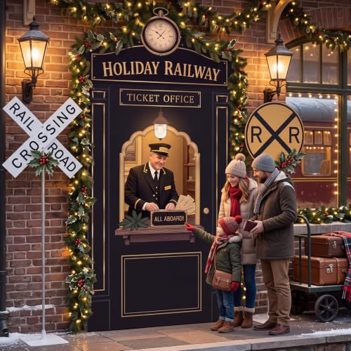 Christmas Express Train Decorations Hanging Banner Backdrop Classic - Thenshop