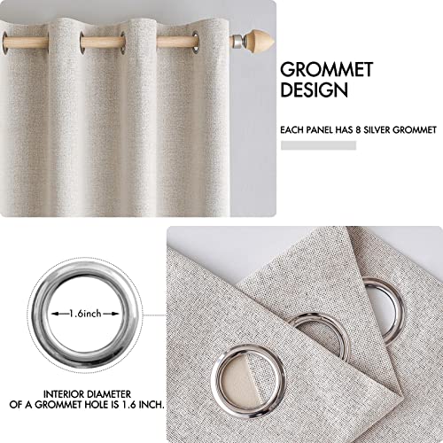 MIULEE Ivory Blackout Linen Curtains Set 62x96 Inches for Bedroom - Pack of 2
