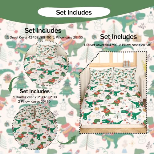 Feelyou Christmas Dinosaur Bedding Set Queen Size 3Pcs Kids Boys Girls Multi 03