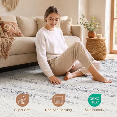cotiled Washable Area Rugs Boho Living Room Rug Non Slip