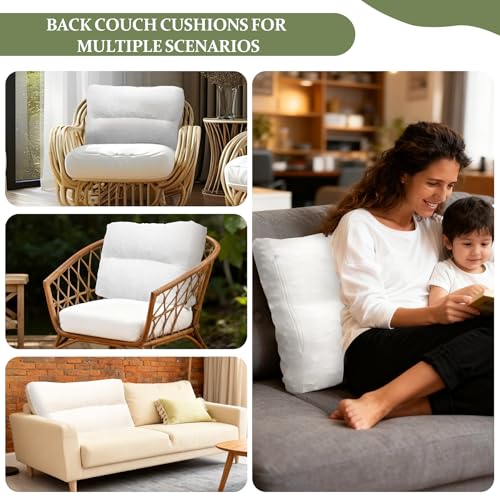 3 Pack Shredded Foam Sofa Back Cushions - Lumbar Support Pillow 26x18x5 Inch
