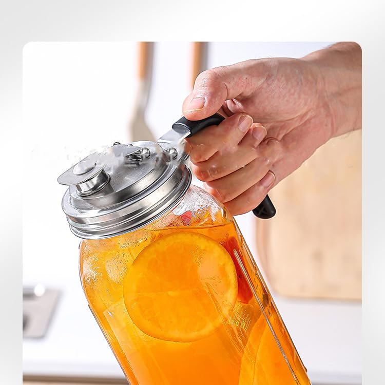 Stainless Steel Mason Jar Lids with Rubber Gasket and Handle,Mason Jar Lids for Wide Mouth,Bottle Cover for Cold Brew Grain Screw Cans Caps (Jars Not Included) (4)