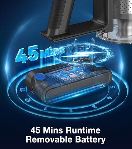 Cordless Stick Vacuum Cleaner 480W 45Kpa Suction LED Display Wall Mount