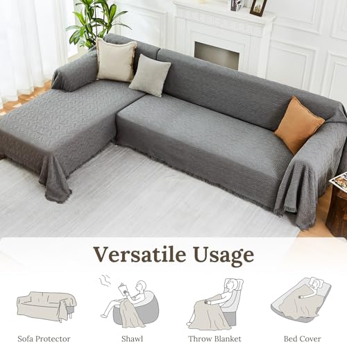 HOMERILLA 2-Piece Sectional Couch Cover XL Dark Grey for L-Shape Sofa