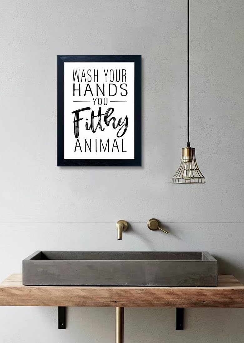 Skiennix Bathroom Decor Wall Art - Black and White Framed Prints for Guest Toilets & Kids' Washrooms