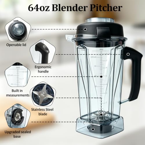 GreenTrend 64oz Blender Pitcher for Vitamix 5200-7500 Series Replacement Container