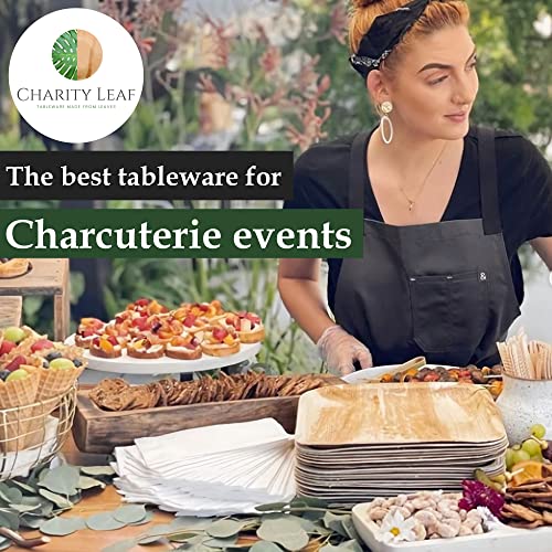 Charity Leaf 10-Inch Disposable Bamboo Plates - 50 Pieces, Eco-Friendly Dinnerware Set