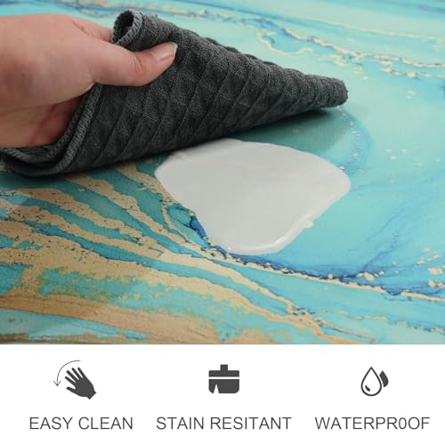 Teal Anti-Fatigue Kitchen Mat Set of 2 - 17.3 x 29 & 47 Inches, Non-Slip, Waterproof
