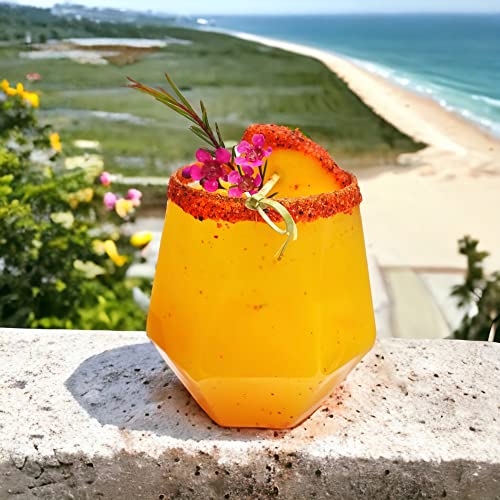 40 Pack 12 oz Disposable Plastic Wine Glasses with Gold Rim - Stemless, Reusable