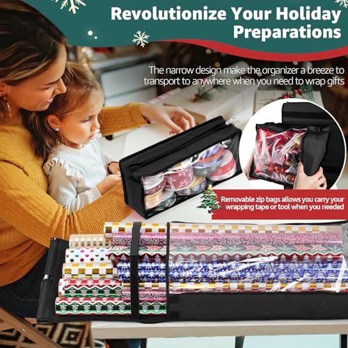 Black Hanging Wrapping Paper Organizer Storage Over Door Gift Wrap Roll Holder