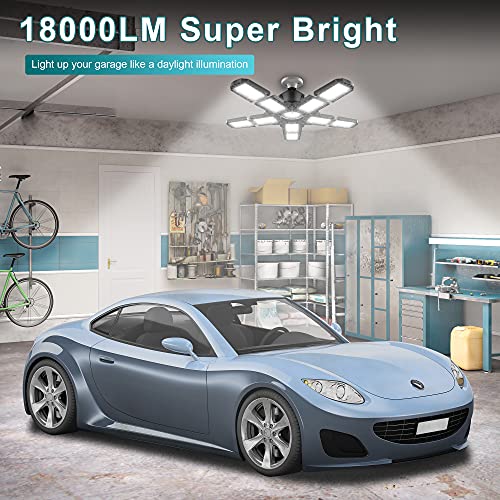 Nexillumi 180W 2-Pack LED Garage Lights Ceiling Deformable Panel Work Shop Attic Basement