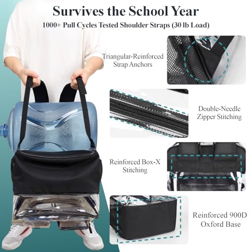 PACKISM Pro Series Clear Backpack for School 18 Inch Extra Large Black