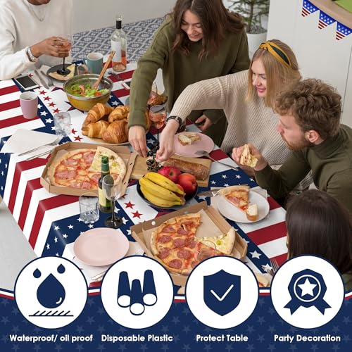 OHOME 4th of July Tablecloth - Red White Blue, 2 Pack, 54 x 108 in