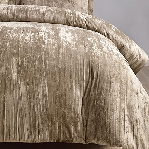 Fredsure Khaki King Comforter Set - 3 Pieces Crinkle Velvet & Microfiber, Light Fill