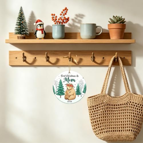 Mom Bear First Christmas Ornament 2026 - New Mom Keepsake Christmas Decor
