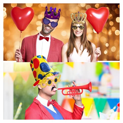 Funny Party Hats and Glasses Set - 24 Assorted Novelty Dress Up Accessories