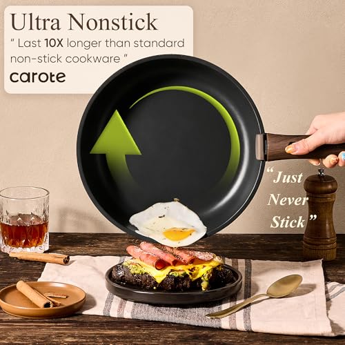 CAROTE 21-Piece Non-Stick Cookware Set with Detachable Handles - Black, Variant 21 Piece