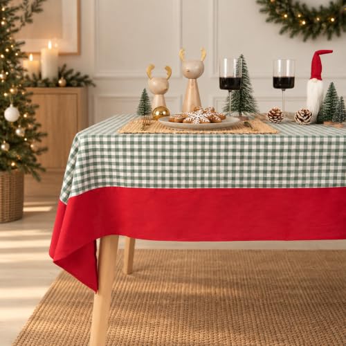 MONDAY MOOSE Christmas Gingham Checkered Farmhouse Tablecloth 55x70 inch Red/Green