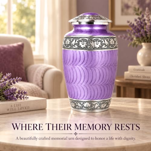 Set of 6 Purple Cremation & Funeral Urns for Ashes Women Men -