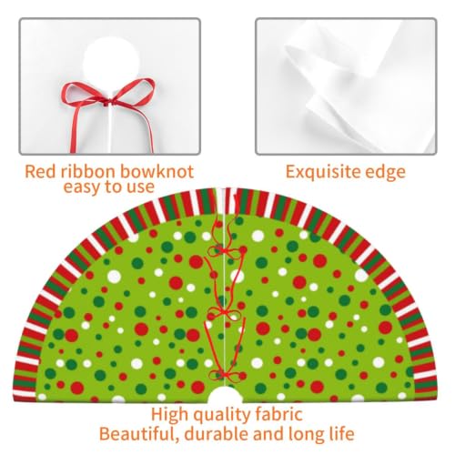CAIBO Polka Dot 30in Christmas Tree Skirt - Indoor/Outdoor Holiday Decor (Small)