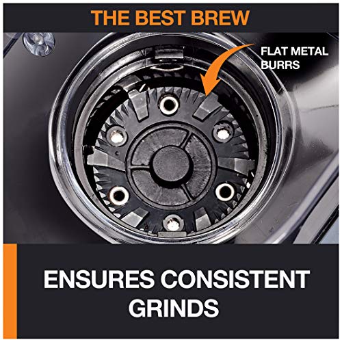 KRUPS Coffee Grinder 12 Settings, 8oz Capacity, Auto-Stop, Easy Clean - Black + Silver