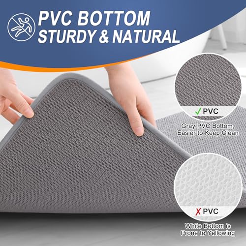 OLANLY Grey Rectangular Memory Foam Bathroom Rug 36x24 - Soft Absorbent Bath Mat