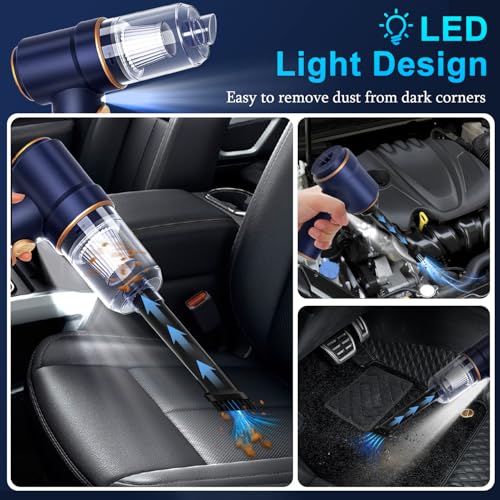 KMM Handheld Car Vacuum Cleaner & Air Duster - Blue, Portable 2-in-1